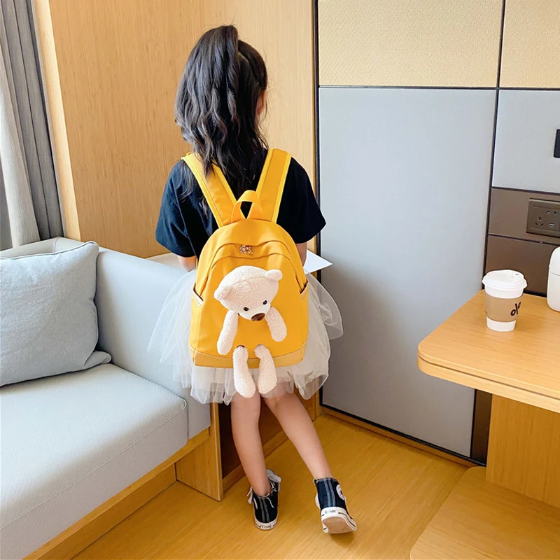儿童背包女可爱卡通小熊幼儿园书包3-56岁轻便外出旅行女童双肩包
