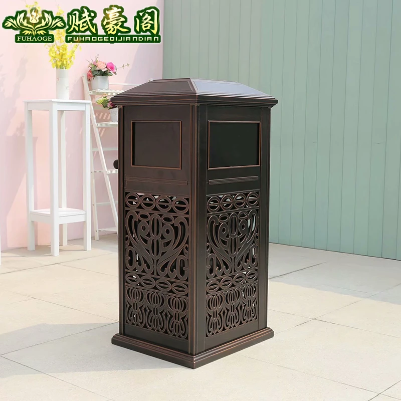 户外垃圾桶 铸铝家用室外园林果皮箱 花园庭院别墅小区外摆垃圾桶