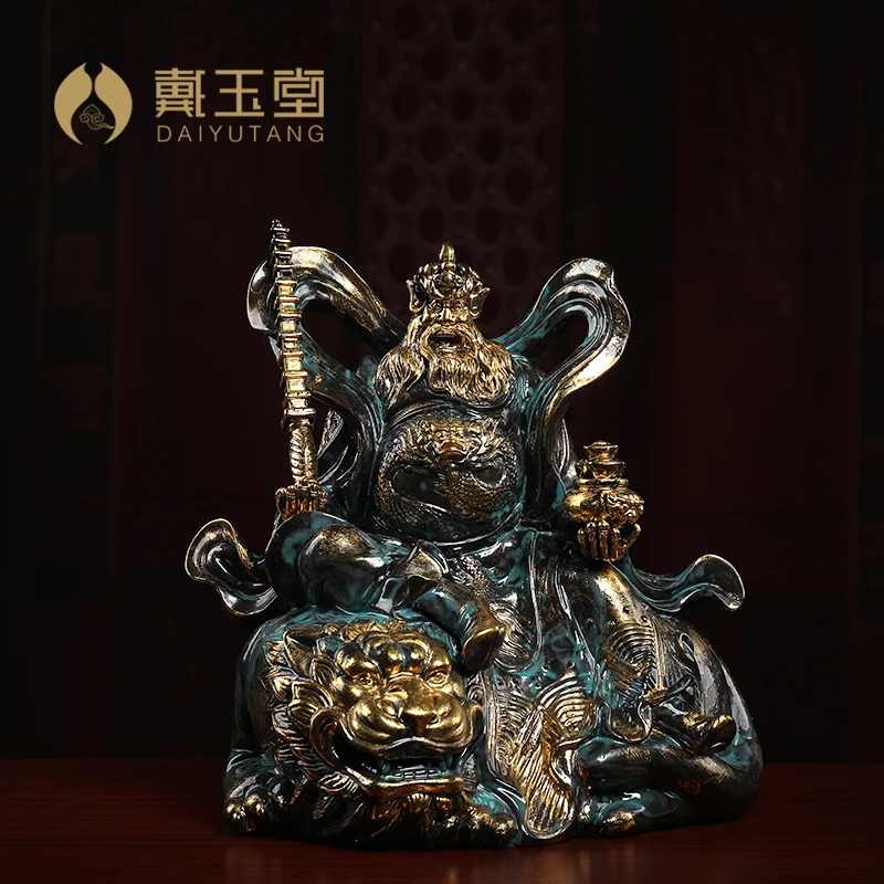 订天下 陶瓷摆件《武财神赵公明神像 古铜彩》张昶林雕塑家居装饰品