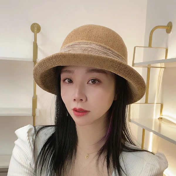 伴糖晓詹帽子秋冬款百搭韩版渔夫帽法式复古盆帽蝴蝶结丝带礼帽女