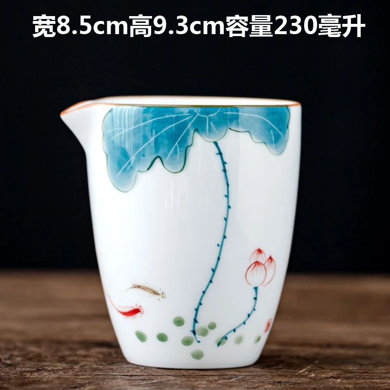 意景手绘戏莲茶海茶具分茶器
