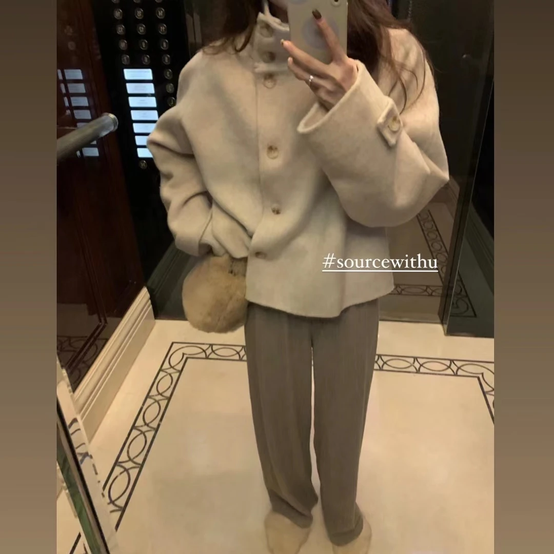 SourceWithU 11.11 2色 软心燕麦包 柔软100纯羊毛短款双面尼大衣