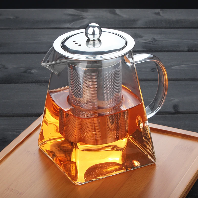 不锈钢过滤功夫茶具加厚耐热玻璃茶壶加热耐高温玻璃壶红茶泡茶壶