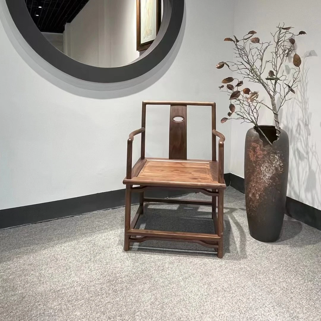 新中式茶椅北美黑胡桃海棠椅现代简约禅意书椅酒店会所家具