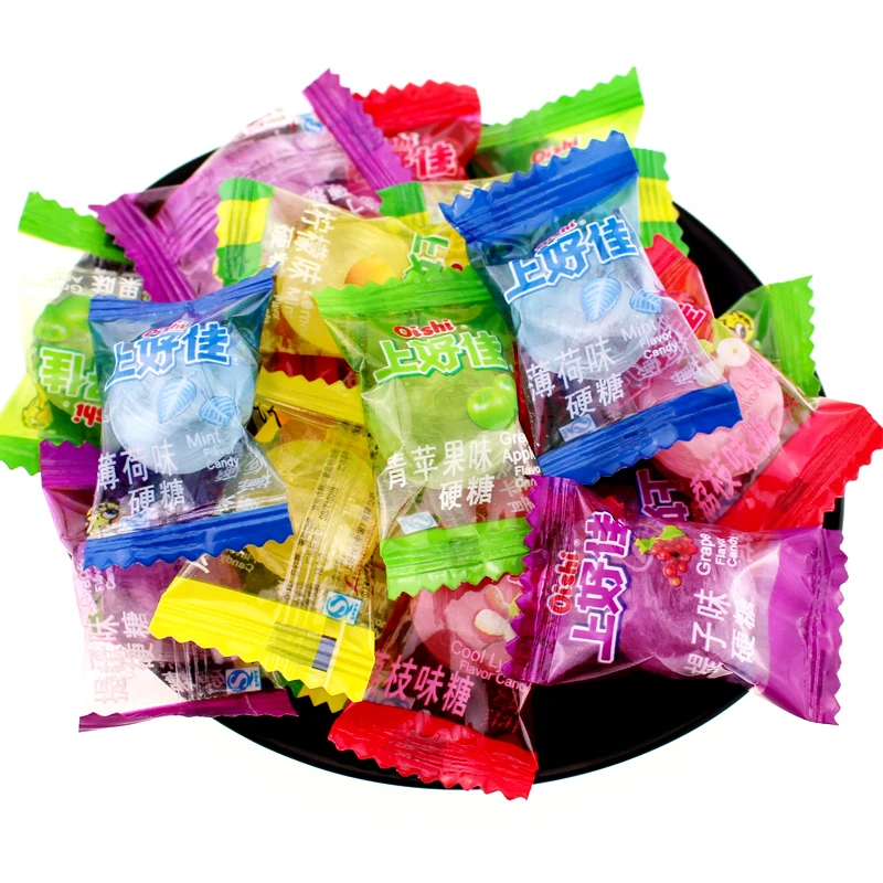 上好佳青苹果味糖清凉薄荷糖什锦糖荔枝味冰柠檬柑橘凤梨提子500g
