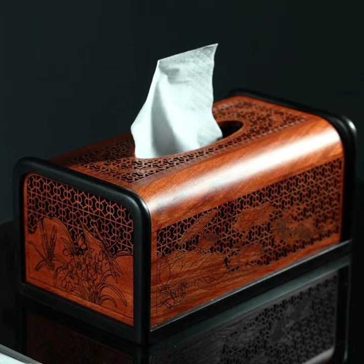 缅花年年有余纸巾盒尺寸23-10.5-13cm