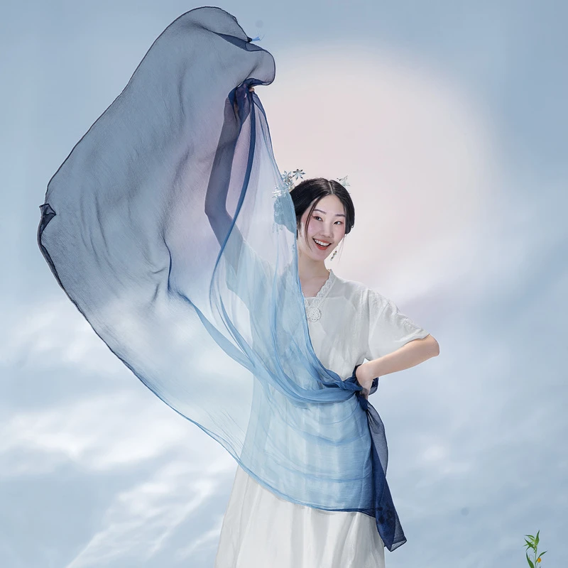 生活在左植物染系列2021夏季新品桑蚕丝复古百搭真丝围巾2912270