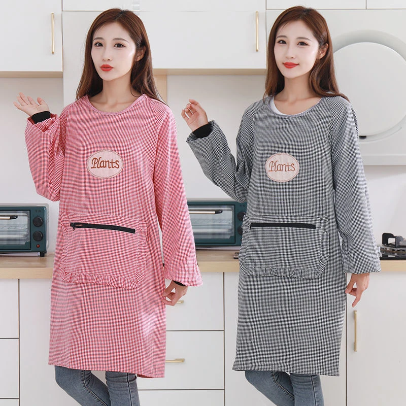 洋气围裙女反穿衣厨房家用拉链兜工作服成人做饭防油污罩衣女款