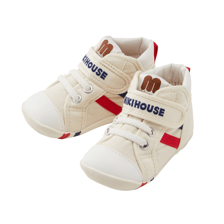 MIKIHOUSE【双十一活动价】品牌童鞋（日本制一段)白色LOGO帆布鞋