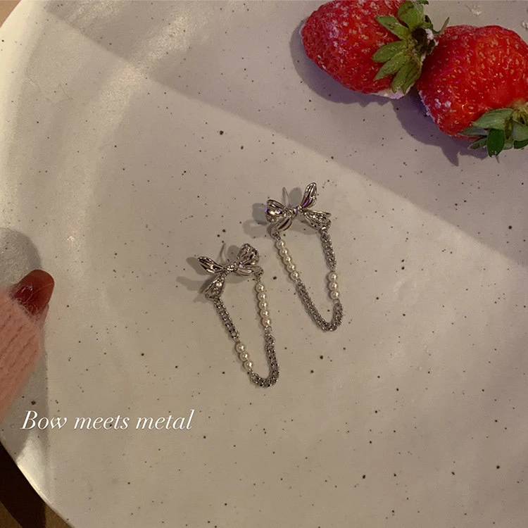 悠美-独特设计拼接珠珠蝴蝶结耳环2022新款ins风耳饰43#