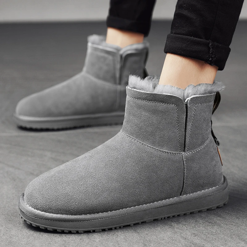 棉鞋男冬季防滑保暖加绒加厚中筒雪地靴男士百搭一脚蹬东北短筒靴