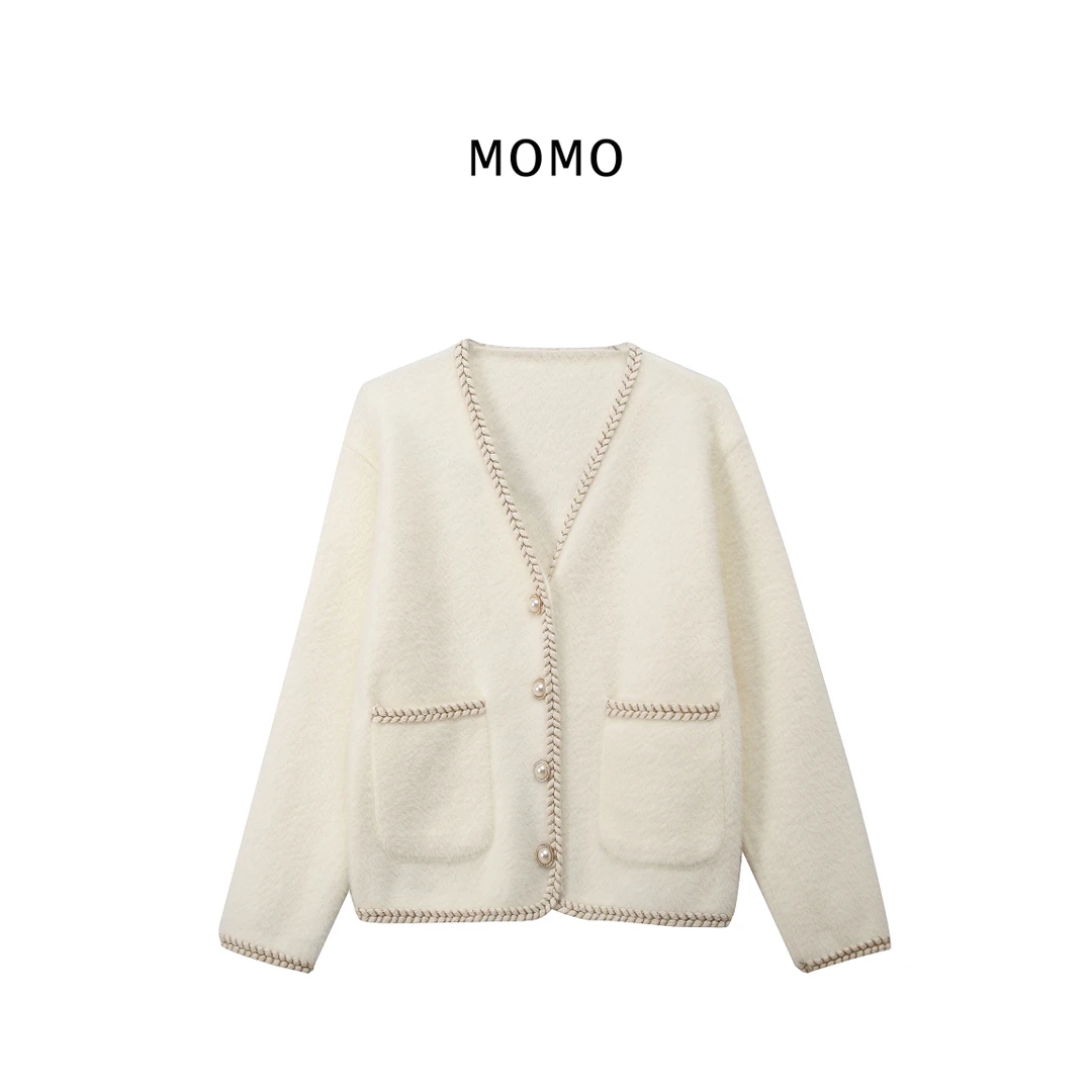 毛衣外套针织开衫女2022年米色百搭减龄秋冬装小香风轻奢时尚气质