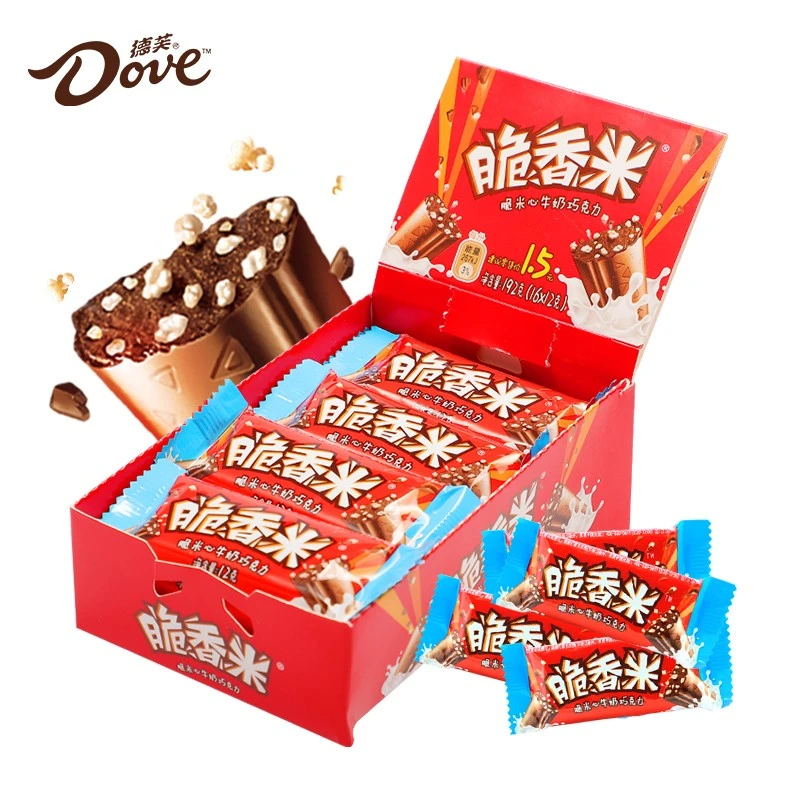 脆香米夹心牛奶巧克力192g*1/2/3盒装结婚喜糖儿童网红休闲小零食