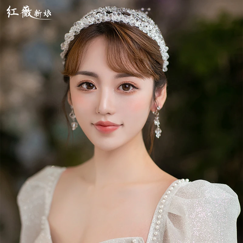 新娘婚纱头饰韩式简约头箍结婚发饰白纱配饰2022新款婚礼饰品714
