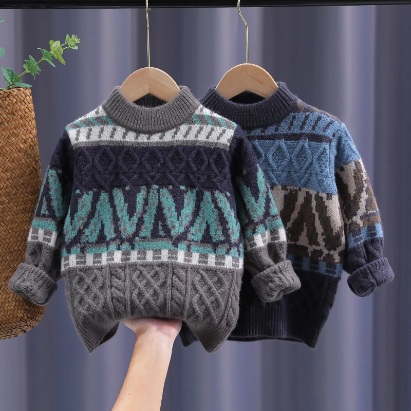 恬恬娃男童套头毛衣儿童韩版秋冬洋气宝宝新款中大童百搭加厚打底