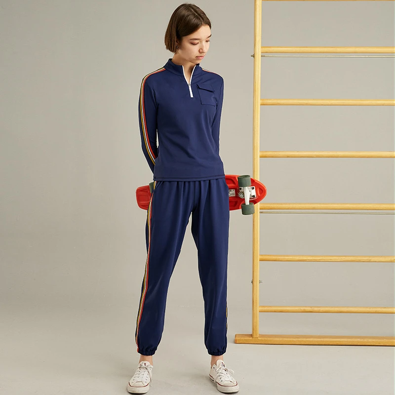 gymna复古健身套装女跑步运动服速干衣吸汗透气瑜伽训练休闲裤秋