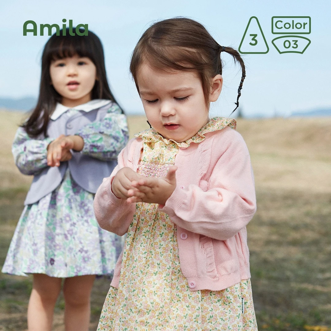 2022女宝儿童新款软糯针织开衫AMY0020宝宝连衣裙童装春秋小童