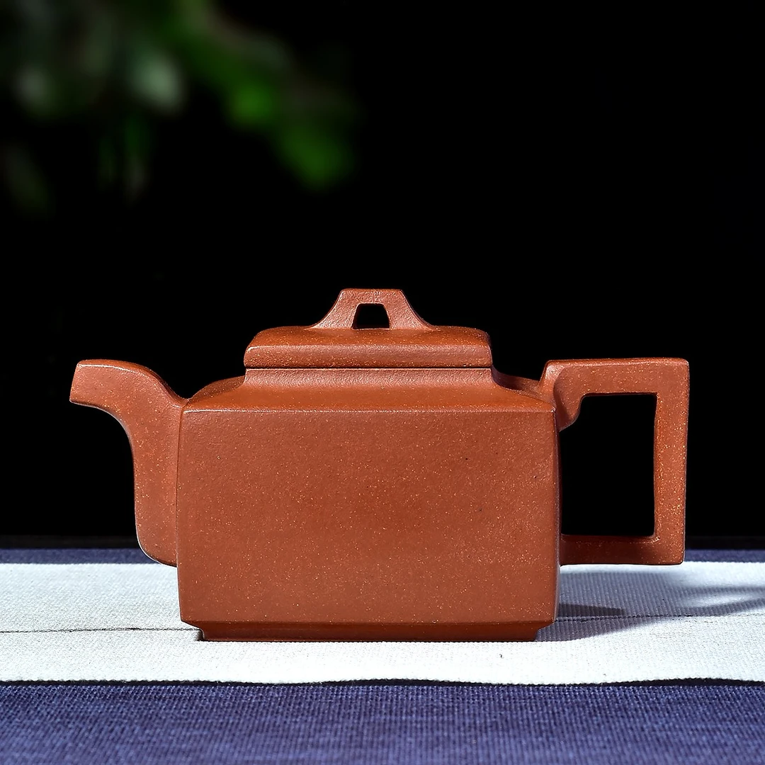老洪手制·全手工方器   红降坡泥 亚明四方壶 260ml