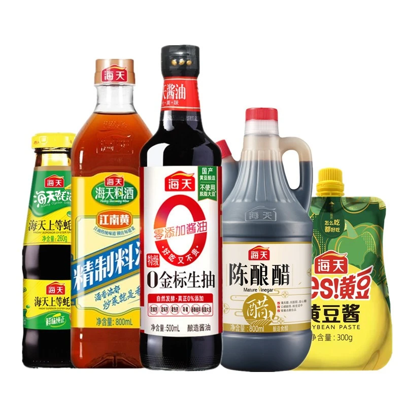 海天高品质调味组合0添加生抽500ml料酒陈醋800黄豆酱300蚝油260g