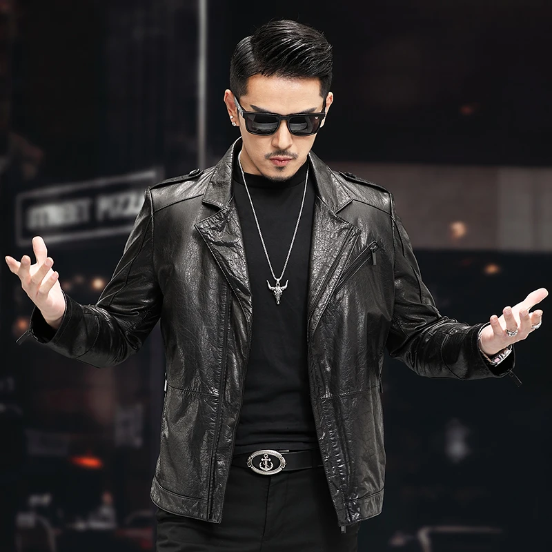 【杰哥】新款真皮皮衣男士短款机车牛皮皮夹克外套男款潮流高级感