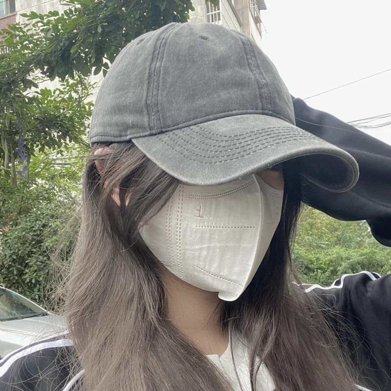 夏季遮阳做旧碳水洗棒球帽女学生休闲百搭软顶水泥灰情侣鸭舌帽子