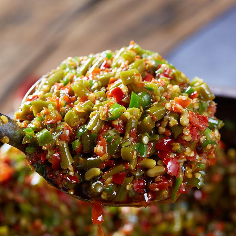 【4瓶59.9元 湖南特产】彩椒酸豆角传统发酵地道农家酱菜 280g/罐-1