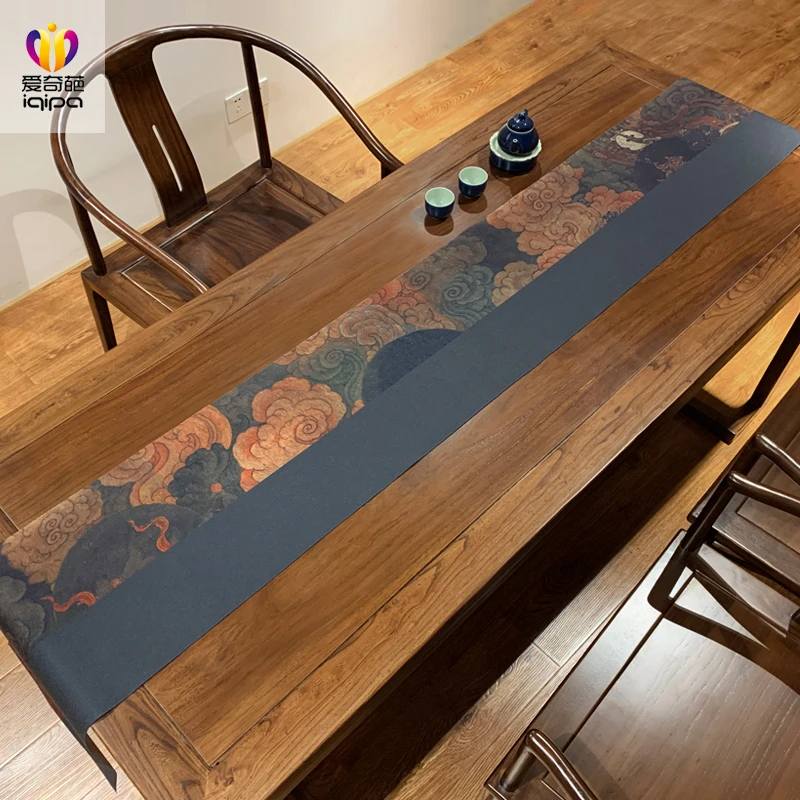 爱奇葩法海寺祥云茶席传统中式禅意大气棉麻桌垫长条茶桌茶席桌旗