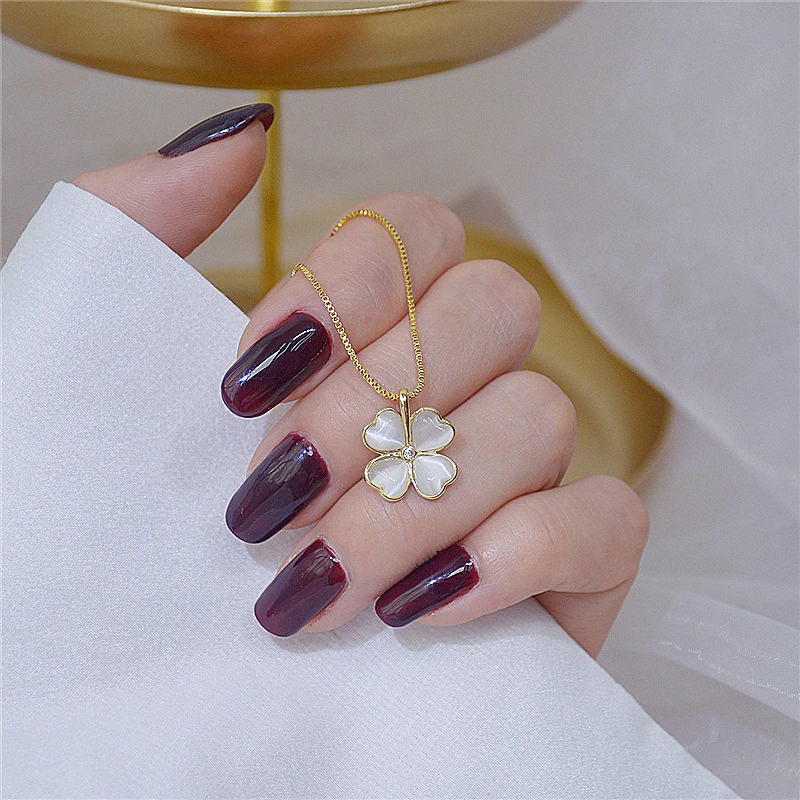 铜合金项链 XL08094欧美气质四叶花时尚项链小众百搭轻奢锁骨链