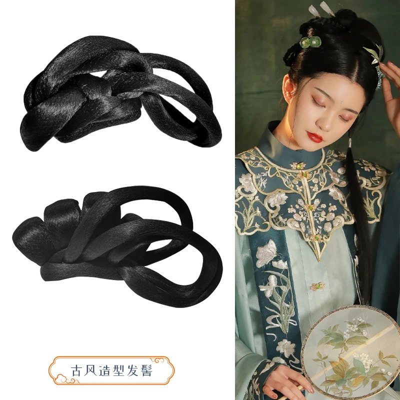 古装汉服假发手工盘发发包百搭款气质可变形固定发环古风造型发髻
