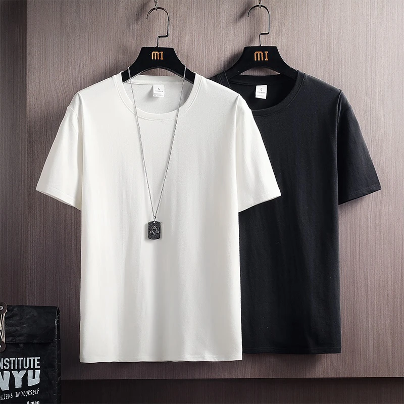 纯棉净版短袖精梳纯棉夏季情侣打底衫纯色简约男女潮流半袖-净版