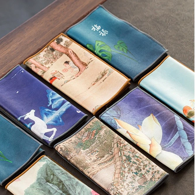 手工麂皮绒国潮茶巾茶布茶桌毛巾抹布中式吸水养壶巾功夫茶具配件