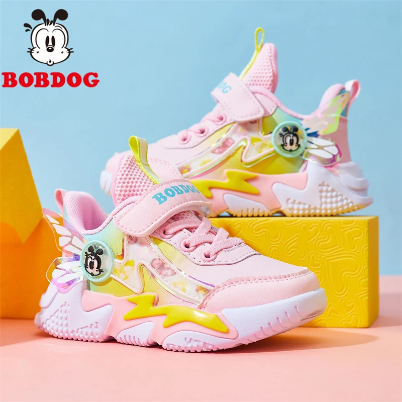 Bobdog/巴布豆女童春秋皮面休闲防滑软底儿童运动鞋26-37码 5223