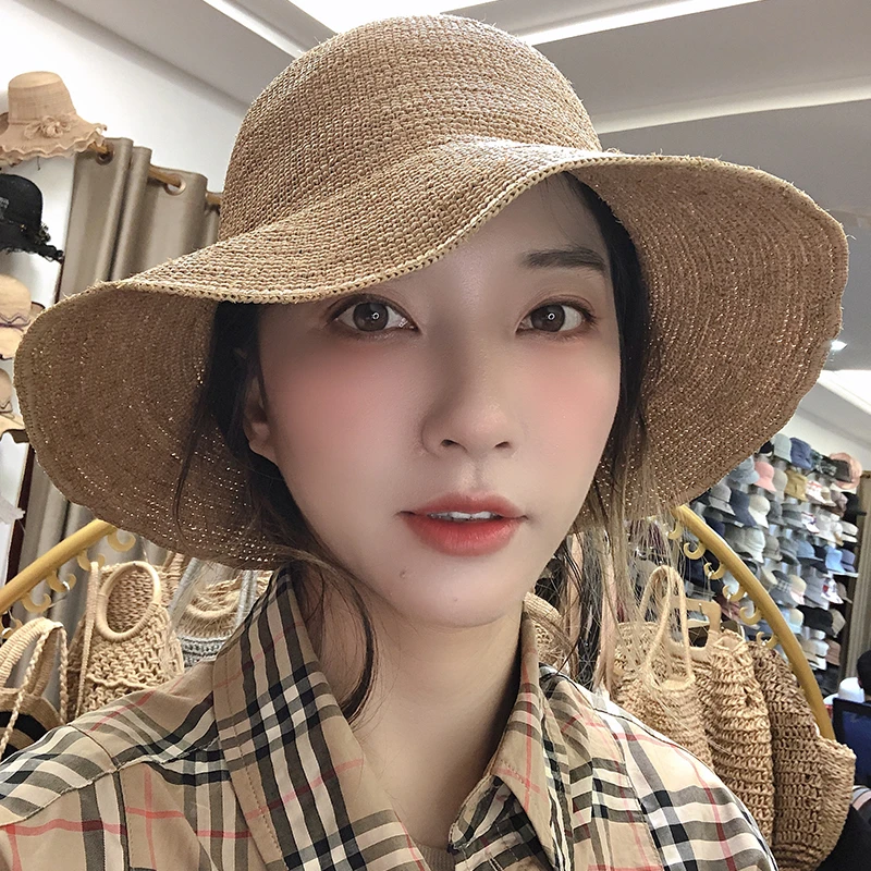 无印帽子良品酒椰草帽马达加斯加草爱情草拉菲草钩针盆帽