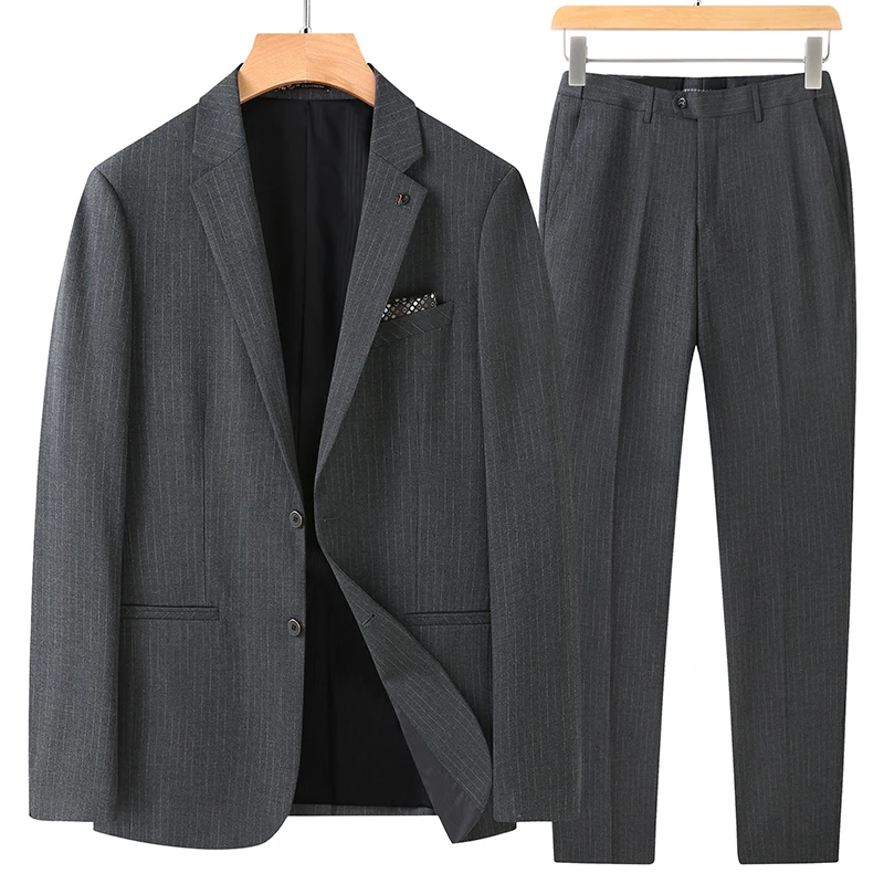 胖六福大码韩版西服套装春秋款男式休闲西服套装上衣胖子宽松套装