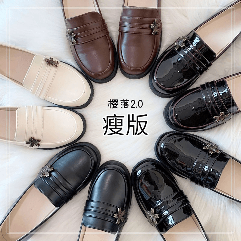 现货 瘦版 樱落2.0 原创JK制服鞋樱花学生鞋女中跟尖头学院风cos