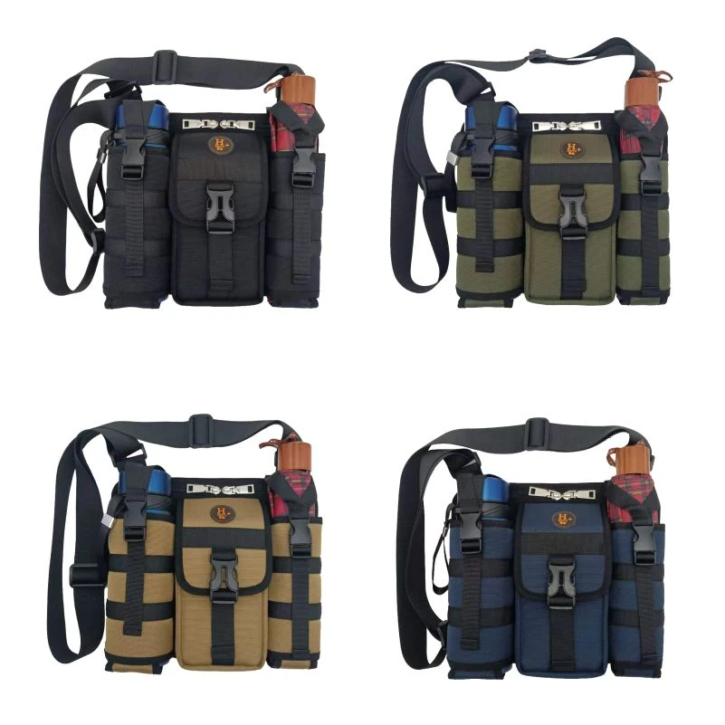 新款中老年旅行背包户外休闲单肩斜挎包出行旅游雨伞水壶包时尚男