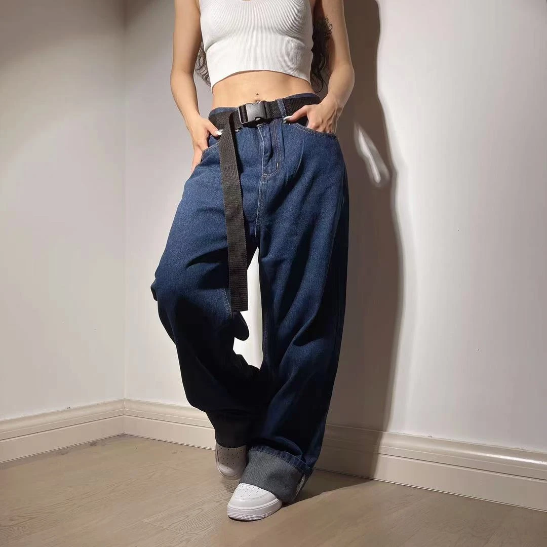 【大婉】欧美街拍宽松肥大复古经典纯色直筒牛仔裤295