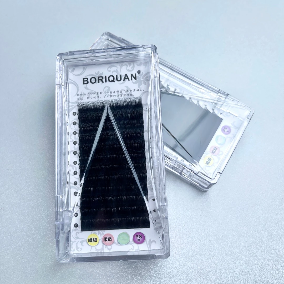 泊芮泉0.07圆毛中式翘睫一取多根手工开花柔软睫毛超软假睫毛
