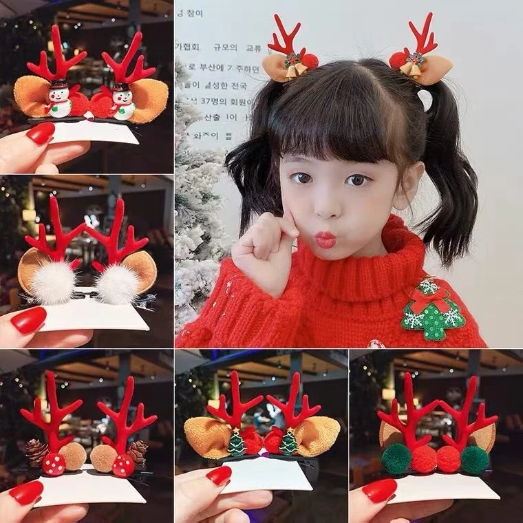 网红圣诞节头饰儿童鹿角发夹女童发卡子可爱女孩麋鹿仙女森系发饰