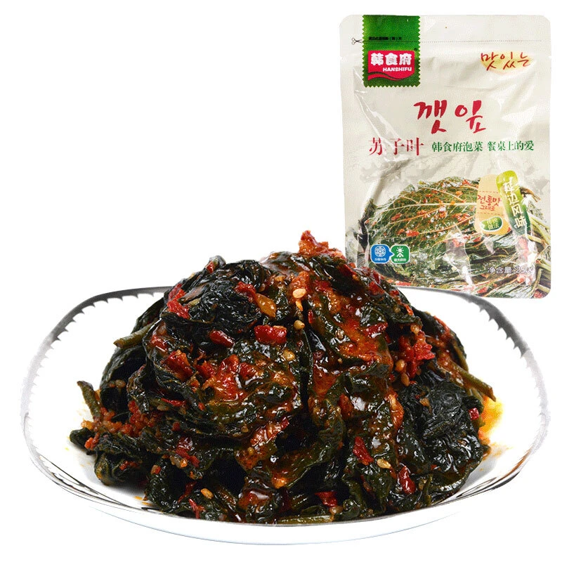 延边韩食府 韩式风味泡菜苏子叶朝鲜族下饭菜250g 开胃营养