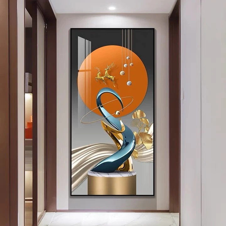 新品-手工玄关画《现代简约》【多款画面选择】铝合金画框镶钻晶瓷画