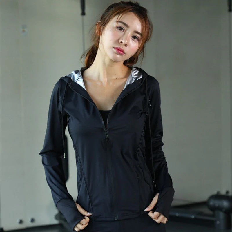经典款女套装长袖拉链跑步健身服出汗服发汗运动减重暴汗服