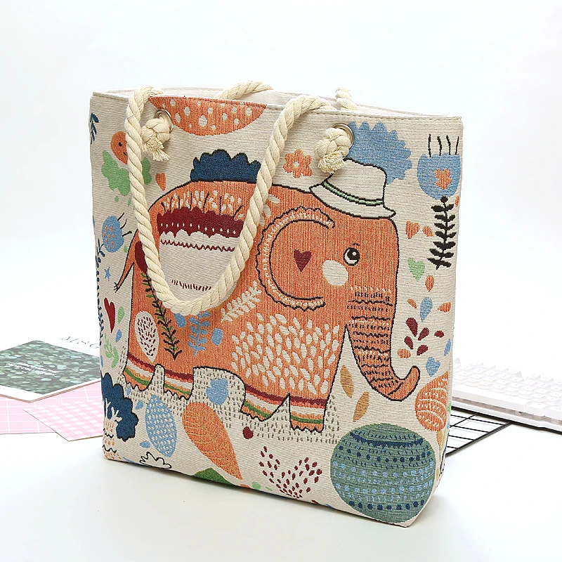 民族风大象单肩包森女系双面绣花象双面图案网红时尚国风简约文艺