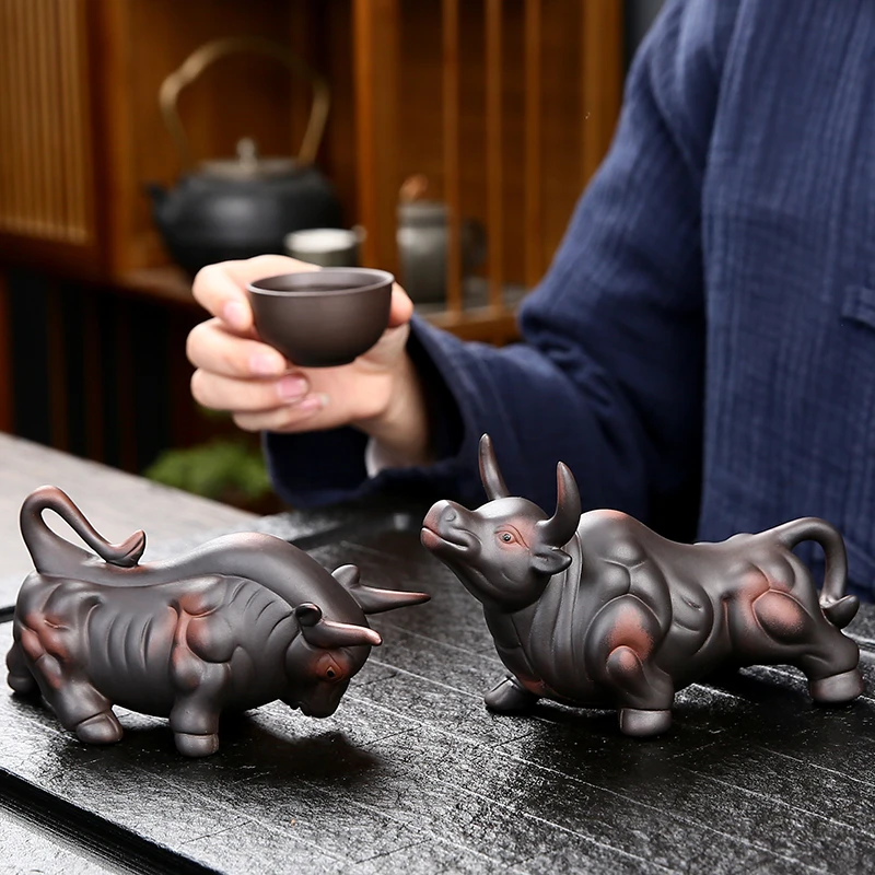 大号牛转乾坤茶宠可养紫陶生肖牛家居茶桌摆件装饰礼品茶具零配件