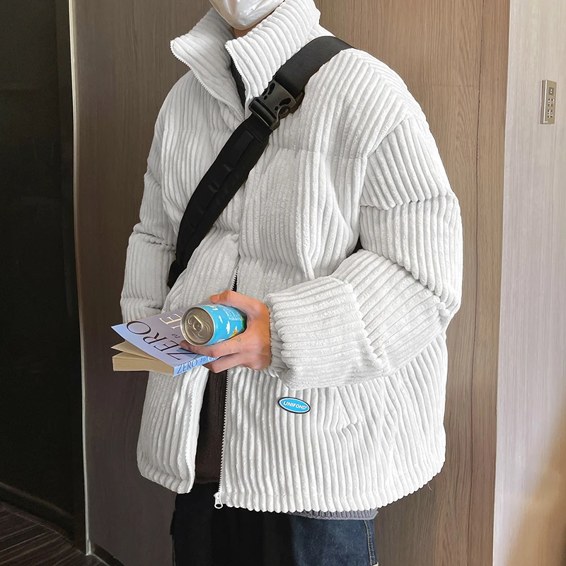 港风冬季立领灯芯绒加厚棉服男女宽松面包服2023新款学生潮流棉袄
