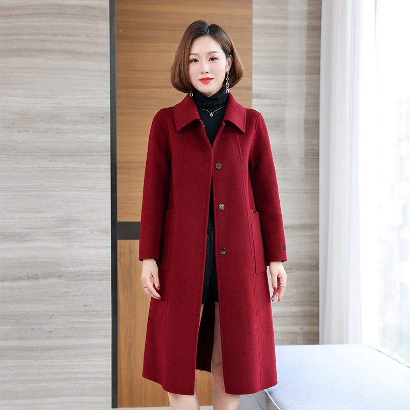 双面羊毛大衣女中长款2025年秋冬新款高端宽松时尚气质毛呢外套女