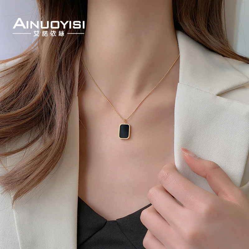 钛钢项链 XL02347欧美双面戴一封情书小众轻奢锁骨链简约气质坠链