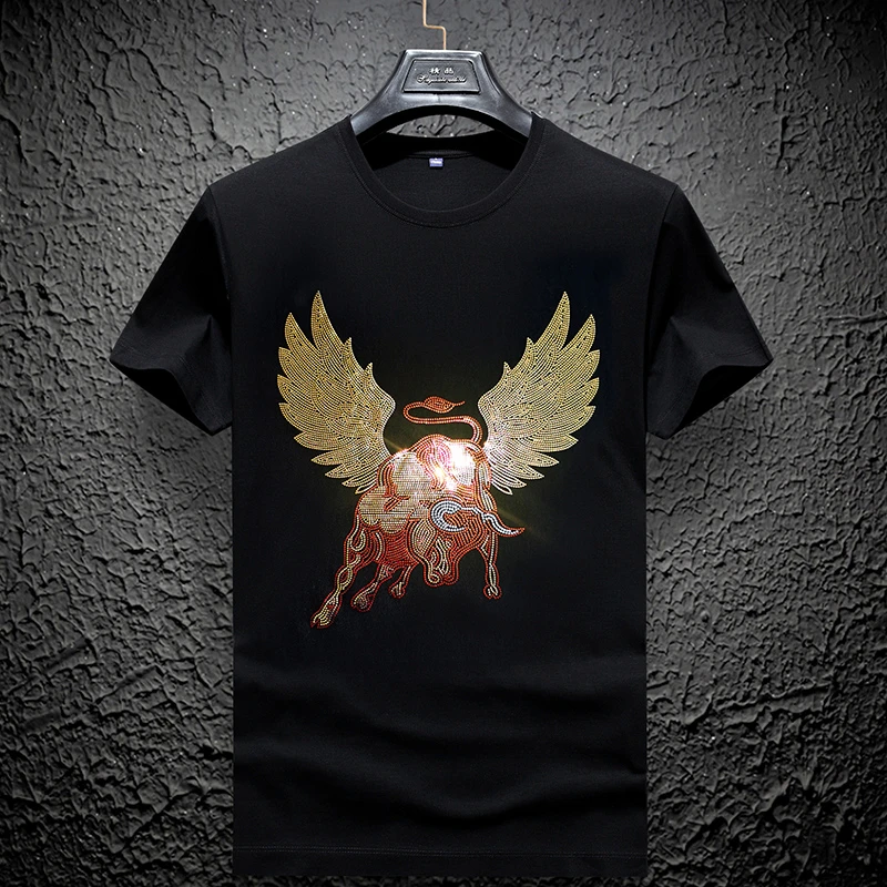 夏季男士烫钻潮流短袖T恤 111