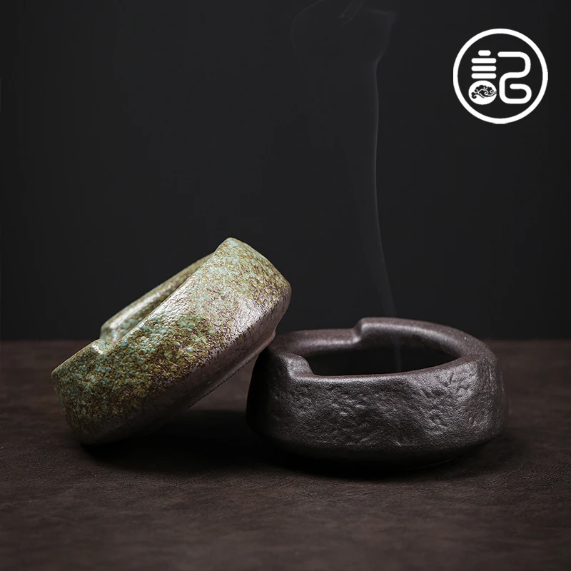 记今朝 日式复古粗陶烟灰缸 防风陶瓷 茶桌办公室家用装饰器皿