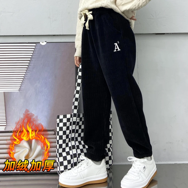 【品牌】男女童深秋冬加绒加厚雪尼尔韩版一体绒保暖裤子男孩潮裤子